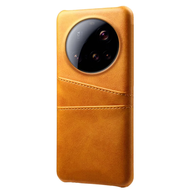 For Xiaomi 15 Ultra Case Dual Card Slots PU Leather + Hard PC Phone Cover - Orange