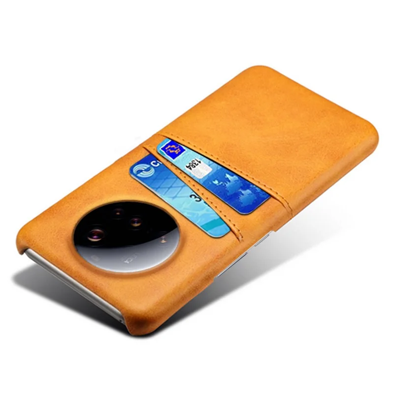 For Xiaomi 15 Ultra Case Dual Card Slots PU Leather + Hard PC Phone Cover - Orange