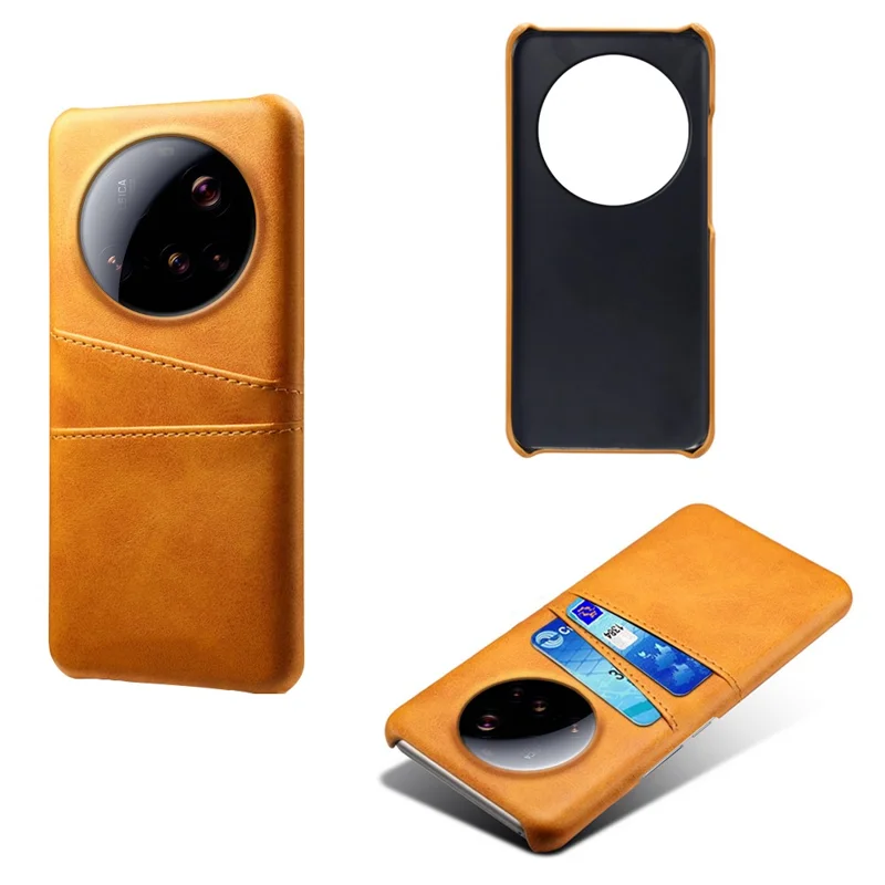 For Xiaomi 15 Ultra Case Dual Card Slots PU Leather + Hard PC Phone Cover - Orange