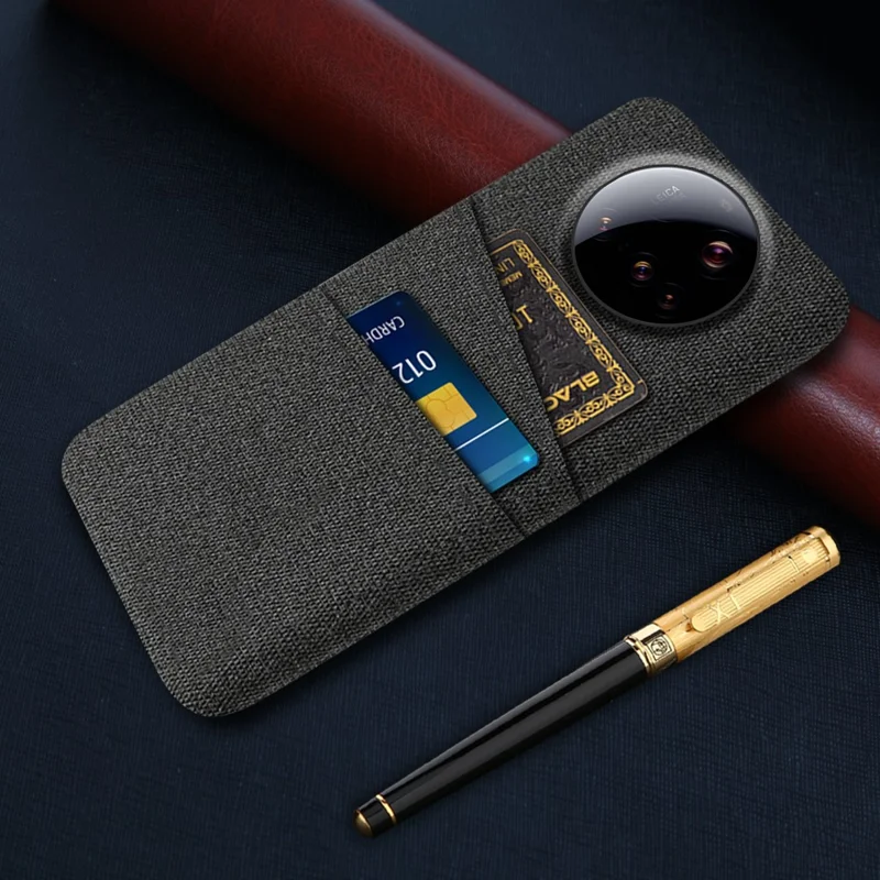 For Xiaomi 15 Ultra Case Cloth + Hard PC Phone Cover with Dual Card Slots - Black
