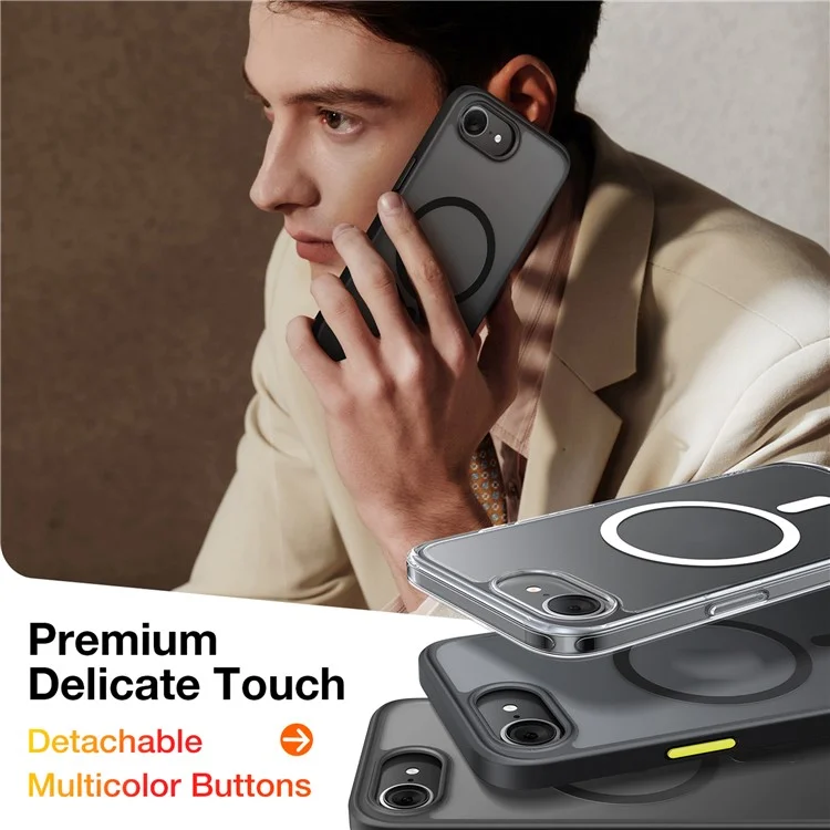 TORRAS Pour Étui iPhone 16e Magnétique Mat PC + TPU Coque de Téléphone - Noir