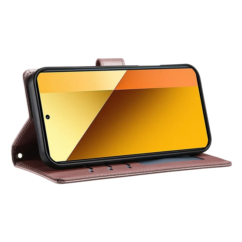 Voor Xiaomi Redmi Note 13 5G hoesje Ruitvormige steekportemonnee standaard lederen telefoonhoes met lange / korte draagband - Roze goud