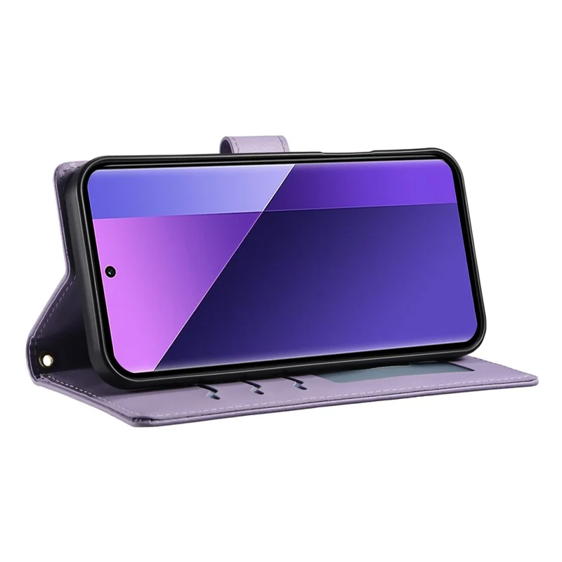 Voor Xiaomi Redmi Note 13 Pro+ 5G hoesje Ruitvormige steekportemonnee standaard lederen telefoonhoes met lange / korte draagband - Paars
