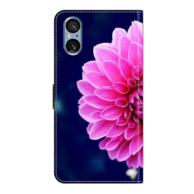 Für Sony Xperia 5 V Hülle 3D Muster PU-Leder Brieftasche Handyhülle mit Ständer - Rosa Blumen