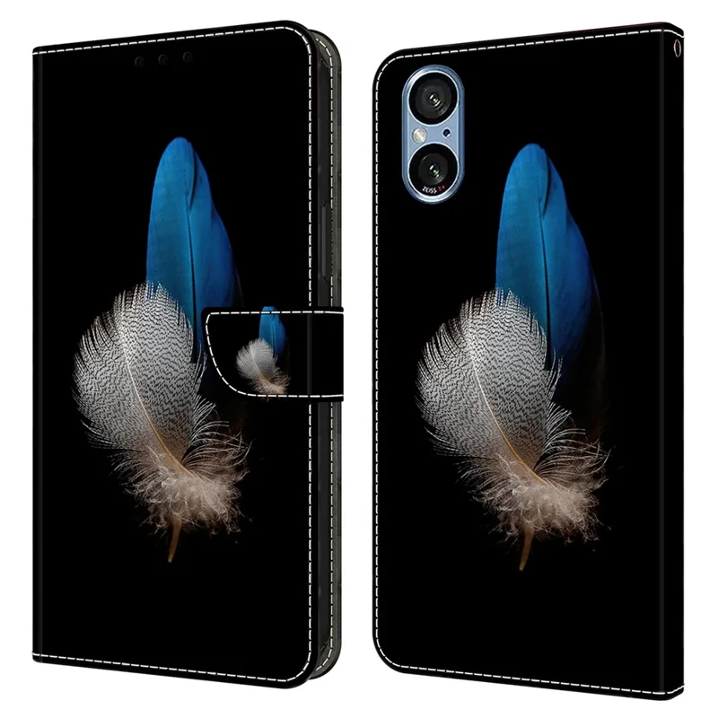 For Sony Xperia 5 V Case 3D Pattern PU Leather Wallet Phone Cover with Stand - Two Feathers