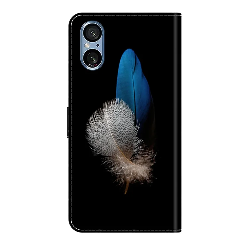 For Sony Xperia 5 V Case 3D Pattern PU Leather Wallet Phone Cover with Stand - Two Feathers