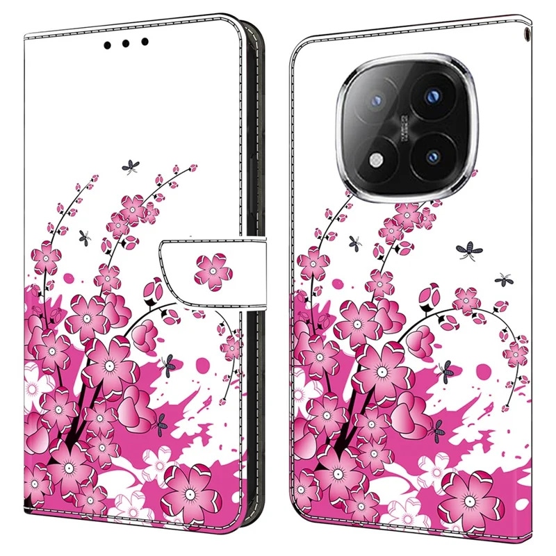 For Xiaomi Redmi Note 14 Pro+ 5G Case PU Leather Wallet Phone Cover with Stand - Flower Vine