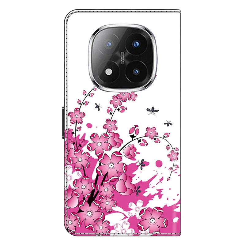 For Xiaomi Redmi Note 14 Pro+ 5G Case PU Leather Wallet Phone Cover with Stand - Flower Vine