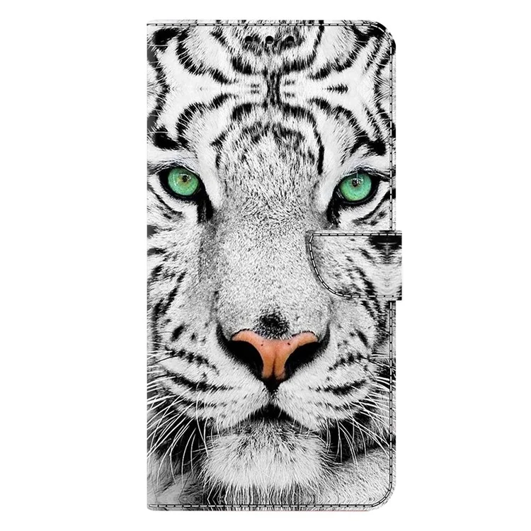 For Honor Magic7 Pro 5G Case with Card Slot Pattern Printed TPU+PU Leather Flip Phone Cover - Tiger Face