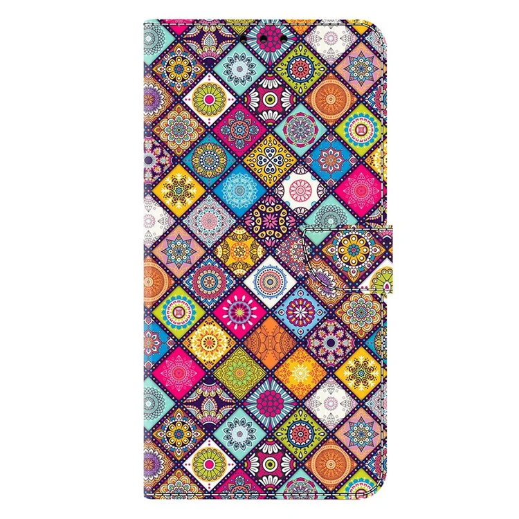 For Motorola Moto E15 4G Case with Card Slot Pattern Printed TPU+PU Leather Flip Phone Cover - Colorful Leather