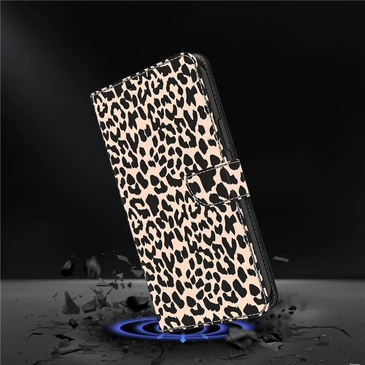 Für Sony Xperia 5 V Hülle mit Kartenfach Muster bedruckter TPU+PU Leder Klapphülle - Leopardenmuster