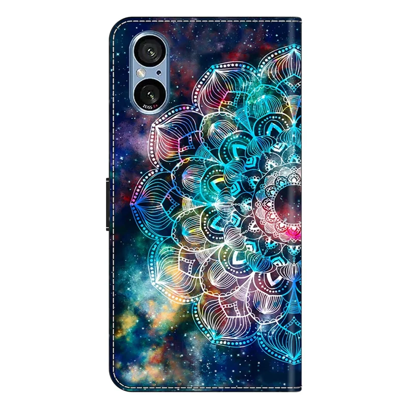For Sony Xperia 5 V Case with Card Slot Pattern Printed TPU+PU Leather Flip Phone Cover - Gyro Flower