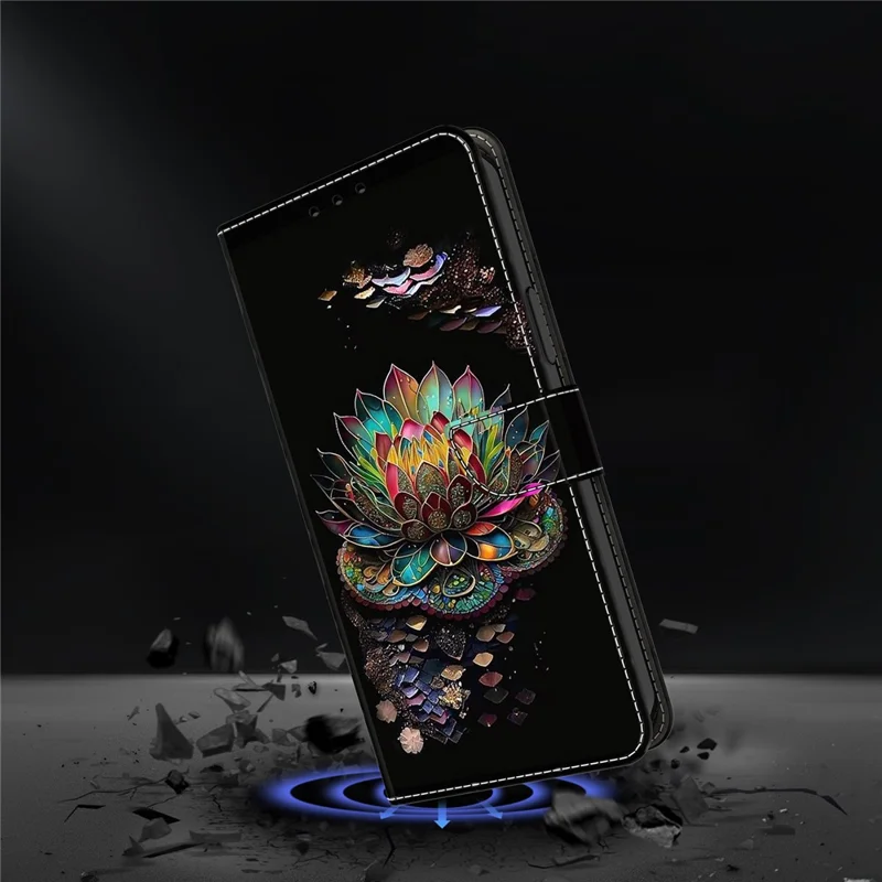 Voor Xiaomi 15 Hoesje met Kaartslot Patroon Geprint TPU+PU Leren Flip Hoesje - Lotus