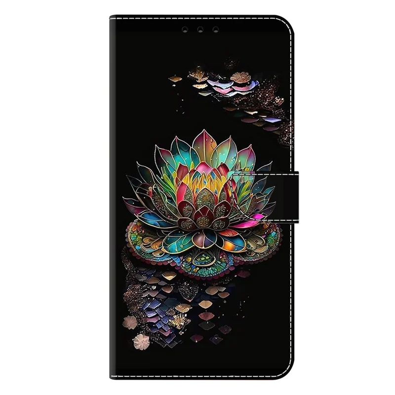 Voor Xiaomi 15 Hoesje met Kaartslot Patroon Geprint TPU+PU Leren Flip Hoesje - Lotus