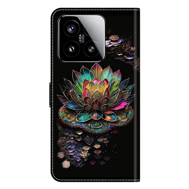 Voor Xiaomi 15 Hoesje met Kaartslot Patroon Geprint TPU+PU Leren Flip Hoesje - Lotus