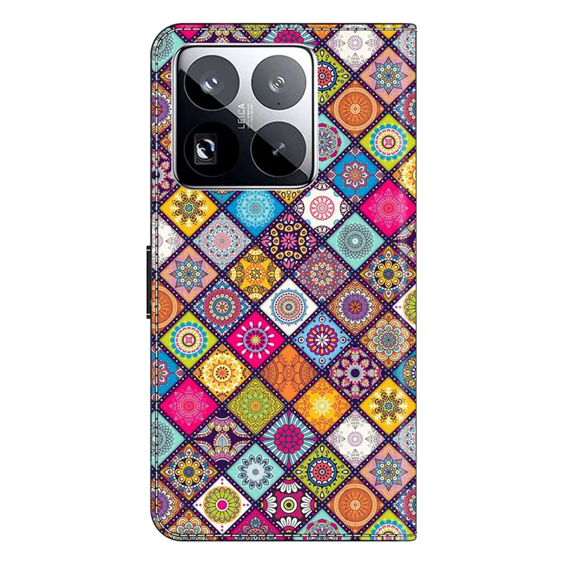 Funda para Xiaomi 15 Pro con Ranura para Tarjetas, Patrón Impreso, TPU+Cuero PU, Tapa Protectora - Cuero Multicolor