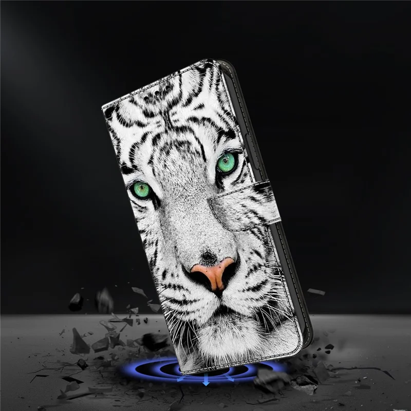 Cover per Xiaomi Redmi Note 14 Pro+ 5G con Slot per Carte, Stampa a Motivo Tigre, Cover Flip in TPU+Pelle PU