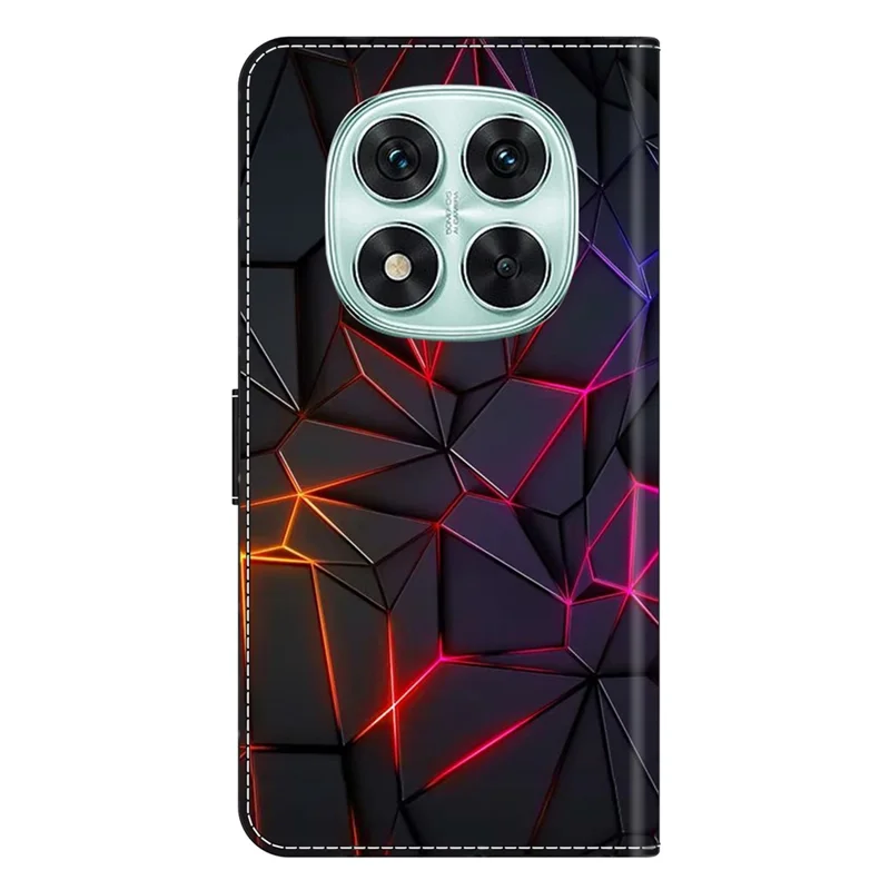 For Xiaomi Redmi Note 14 Pro 5G Case with Card Slot Pattern Printed TPU+PU Leather Flip Phone Cover - Red Cracks