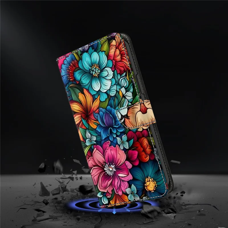 For Xiaomi Redmi Note 14 5G Case with Card Slot Pattern Printed TPU+PU Leather Flip Phone Cover - Staphyllum