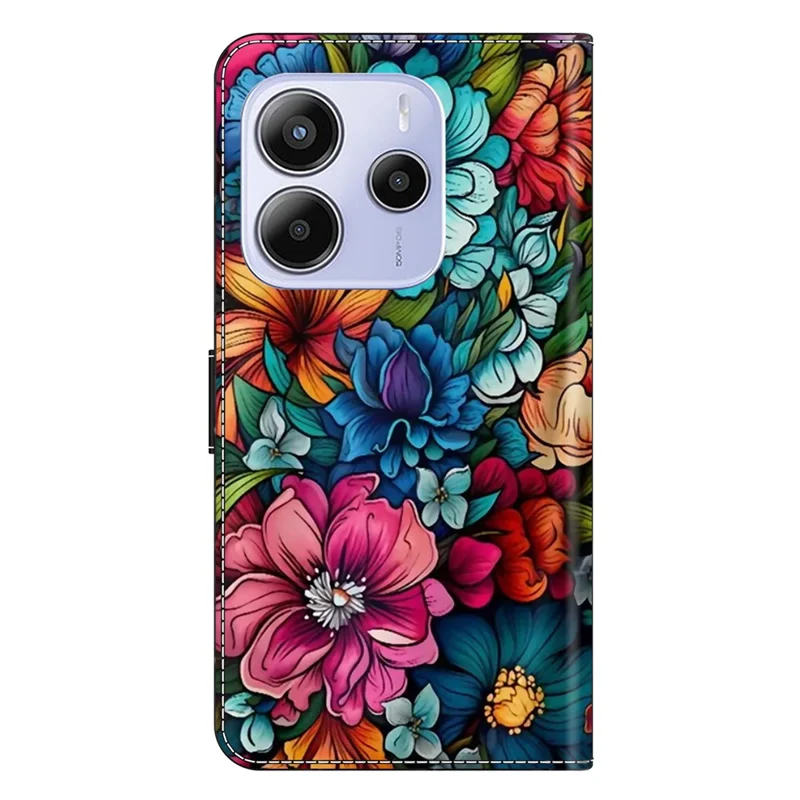 For Xiaomi Redmi Note 14 5G Case with Card Slot Pattern Printed TPU+PU Leather Flip Phone Cover - Staphyllum