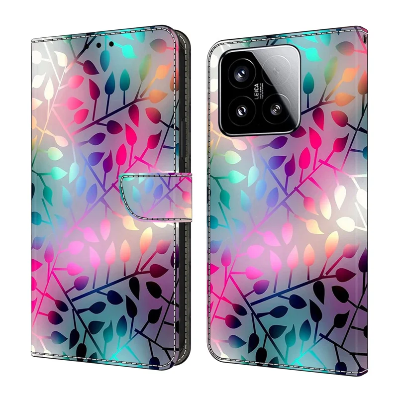 For Xiaomi 15 Case Magnetic Clasp 3D Pattern Leather Wallet Phone Cover - Maple Leaf