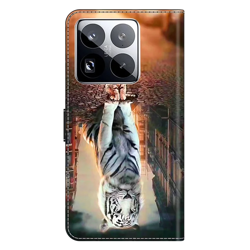 For Xiaomi 15 Pro Case Magnetic Clasp 3D Pattern Leather Wallet Phone Cover - Cat and Tiger