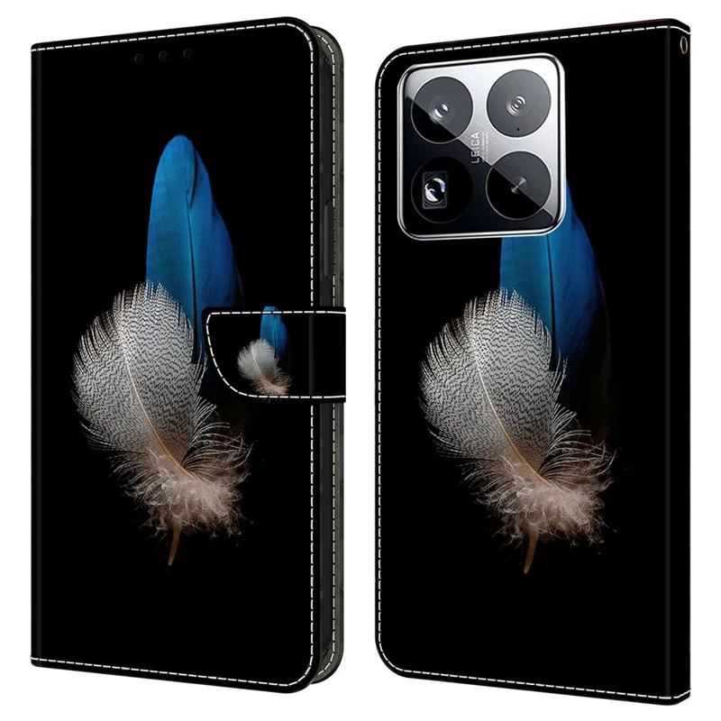 For Xiaomi 15 Pro Case 3D Pattern PU Leather Wallet Phone Cover with Stand - Two Feathers