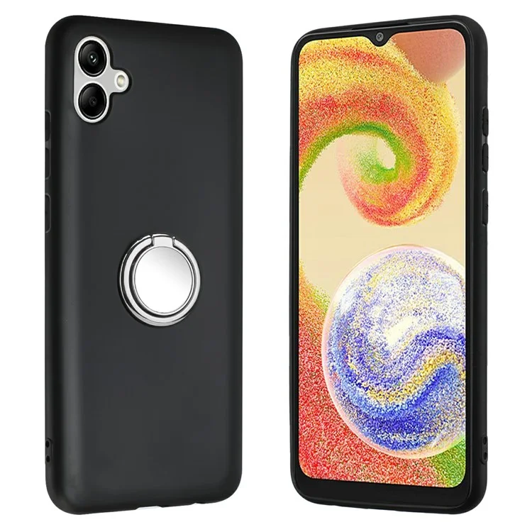 Capa para Samsung Galaxy A06 5G com Anel e Suporte, TPU Macio Fosco - Prata