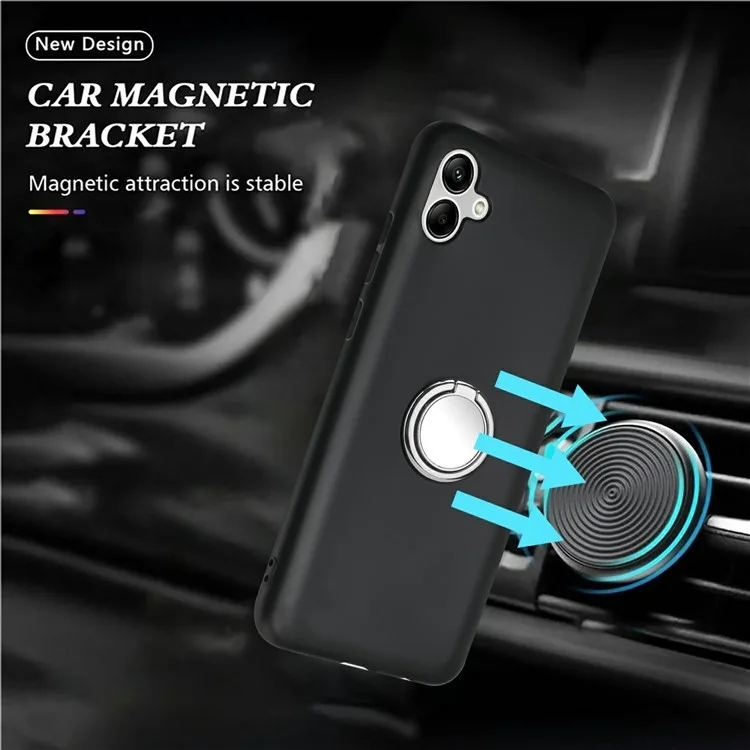 Capa para Samsung Galaxy A06 5G com Anel e Suporte, TPU Macio Fosco - Prata