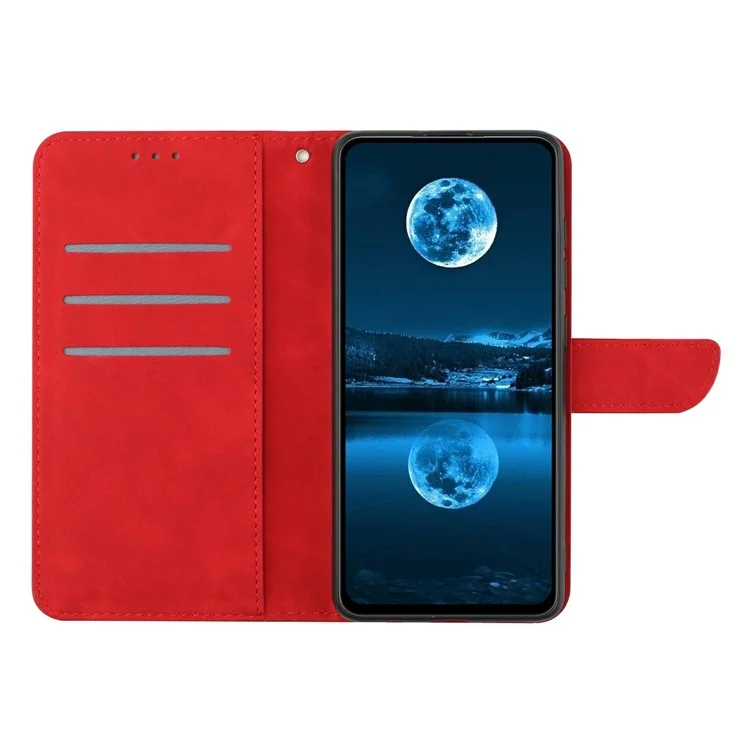 Cover a Libro in Pelle PU con Linee Impresse per Infinix Hot 50i 4G X6531 / Smart 9 HD 4G / Smart 9 4G - Rosso