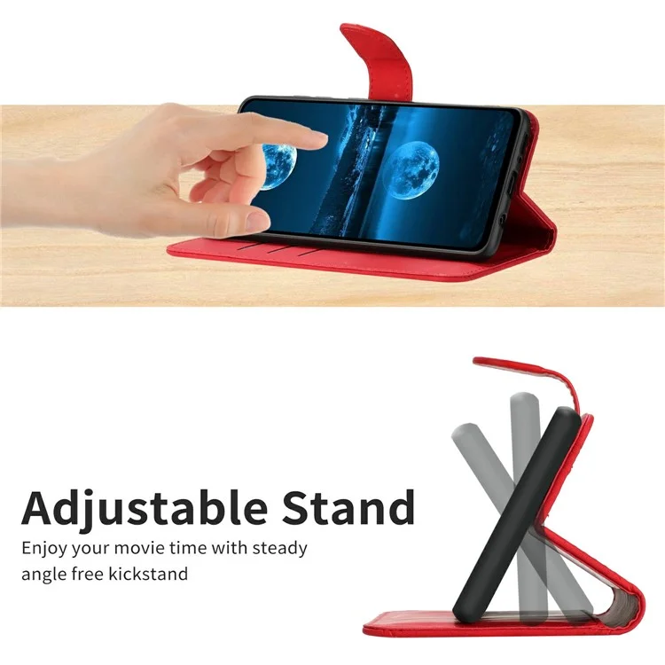 Cover a Libro in Pelle PU con Linee Impresse per Infinix Hot 50i 4G X6531 / Smart 9 HD 4G / Smart 9 4G - Rosso