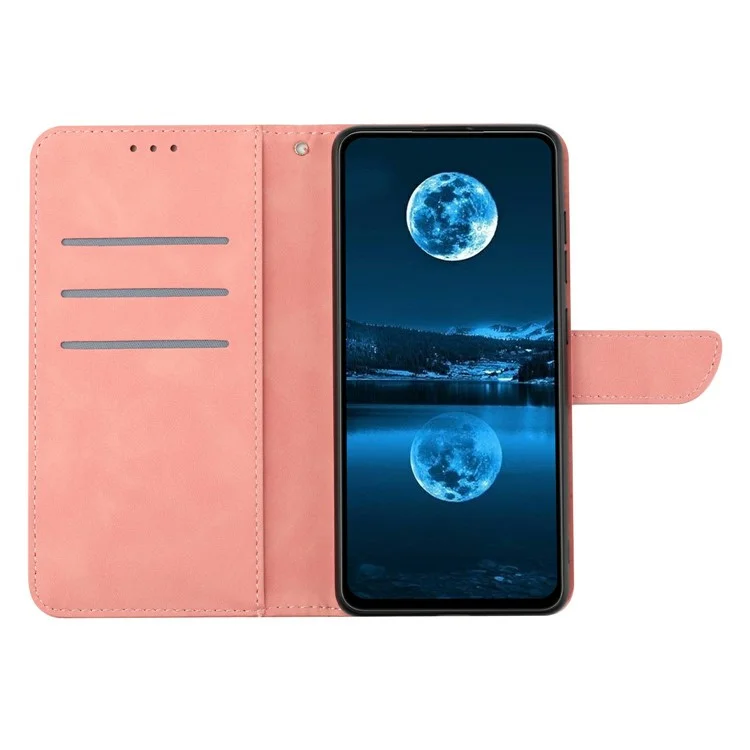 Phone Case For Infinix Hot 50i 4G X6531 / Smart 9 HD 4G / Smart 9 4G Skin Touch Lines Imprinted PU Leather Flip Cover - Pink