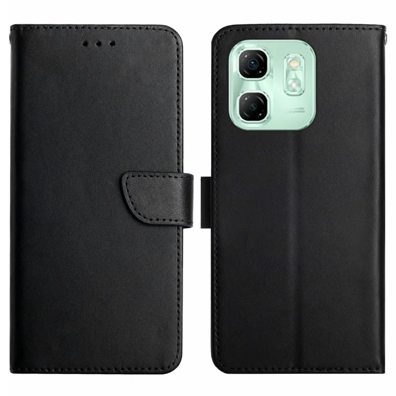 Phone Case For Infinix Hot 50i 4G X6531 / Smart 9 HD 4G / Smart 9 4G Genuine Cow Leather Cover Nappa Texture - Black