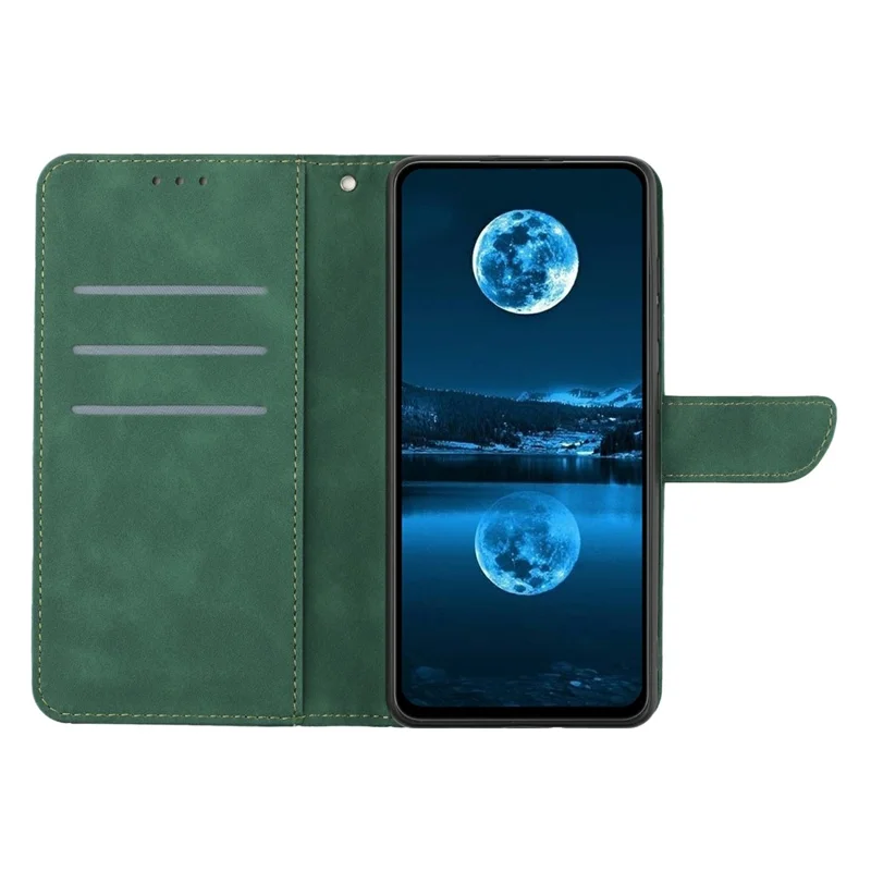 Phone Case For TECNO Spark Go 1 / Go 2025 / Pop 9 4G Skin Touch Lines Imprinted PU Leather Flip Cover - Green
