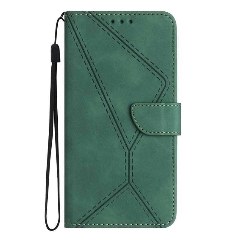 Phone Case For TECNO Spark Go 1 / Go 2025 / Pop 9 4G Skin Touch Lines Imprinted PU Leather Flip Cover - Green