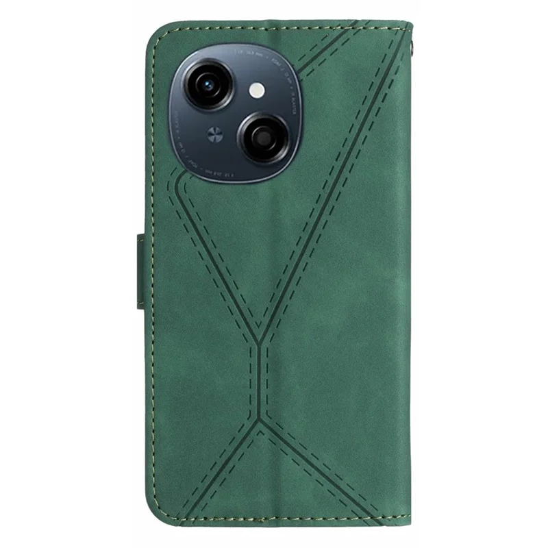 Phone Case For TECNO Spark Go 1 / Go 2025 / Pop 9 4G Skin Touch Lines Imprinted PU Leather Flip Cover - Green