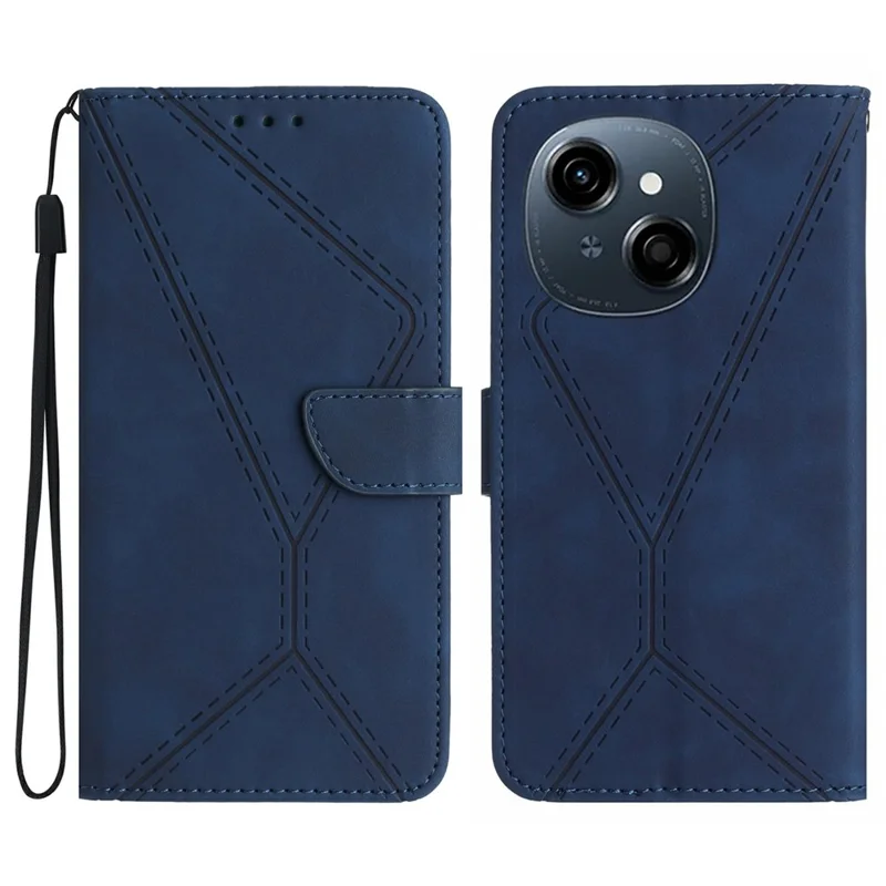 Étui pour téléphone pour TECNO Spark Go 1 / Go 2025 / Pop 9 4G Peau Lignes de touche imprimées Étui à rabat en cuir PU - Bleu