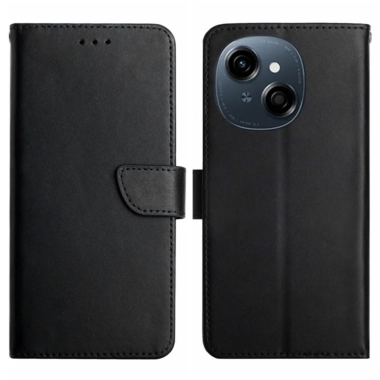 Étui en cuir de vache véritable pour TECNO Spark Go 1 / Spark Go 2025 / Pop 9 4G - Texture Nappa - Noir
