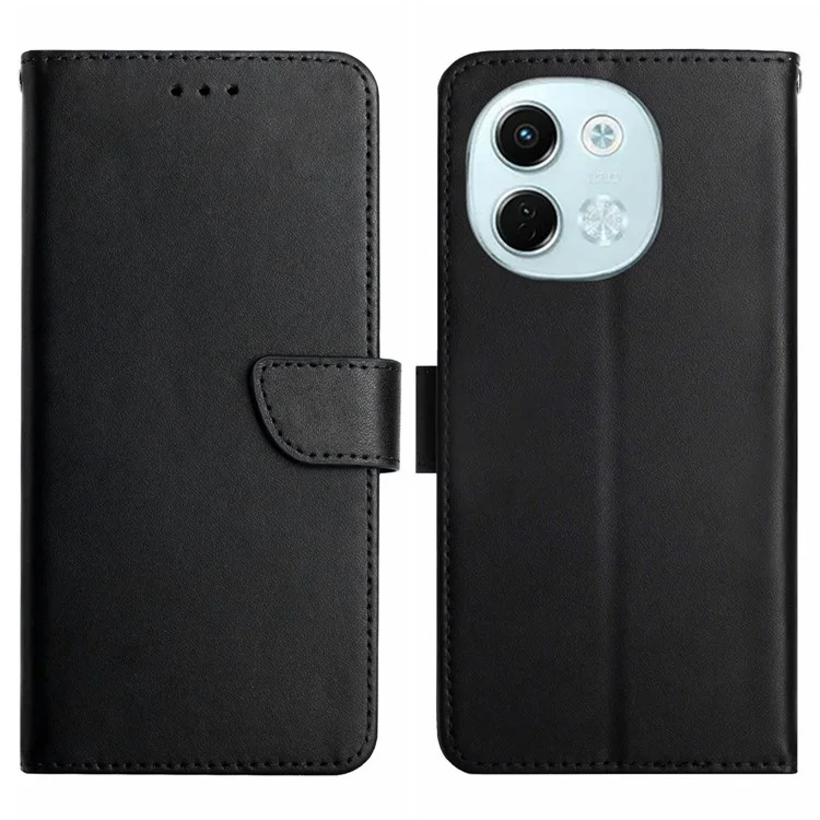 For TECNO Spark 30 5G / Pova 6 Neo 5G Case Genuine Cow Leather Phone Cover Nappa Texture - Black