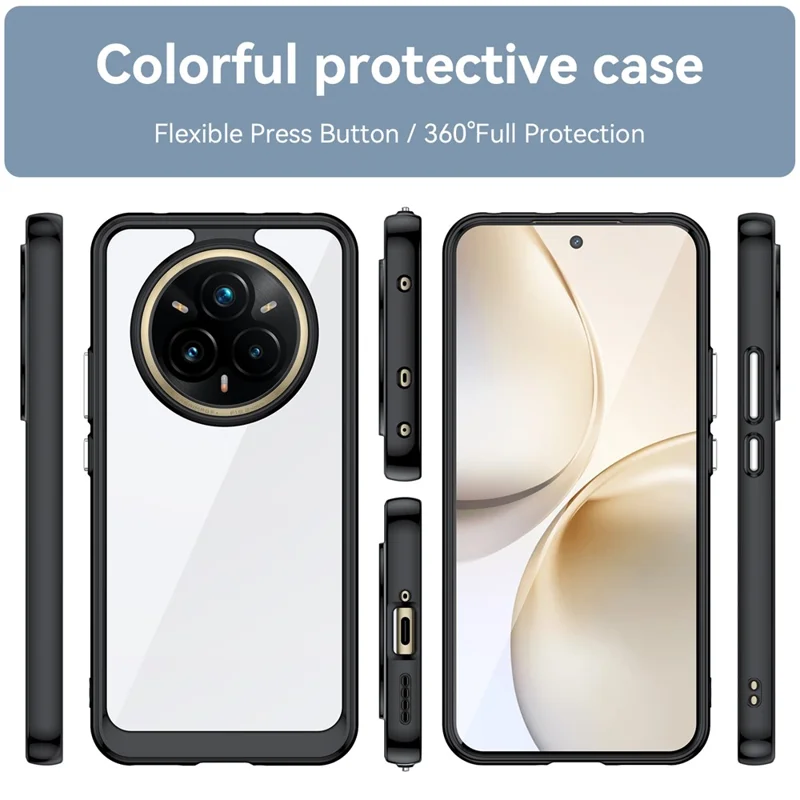Voor Realme P3 Pro 5G / 14 Pro+ 5G Hoesje TPU + Acryl Beschermend Transparant Telefoonhoesje - Zwart