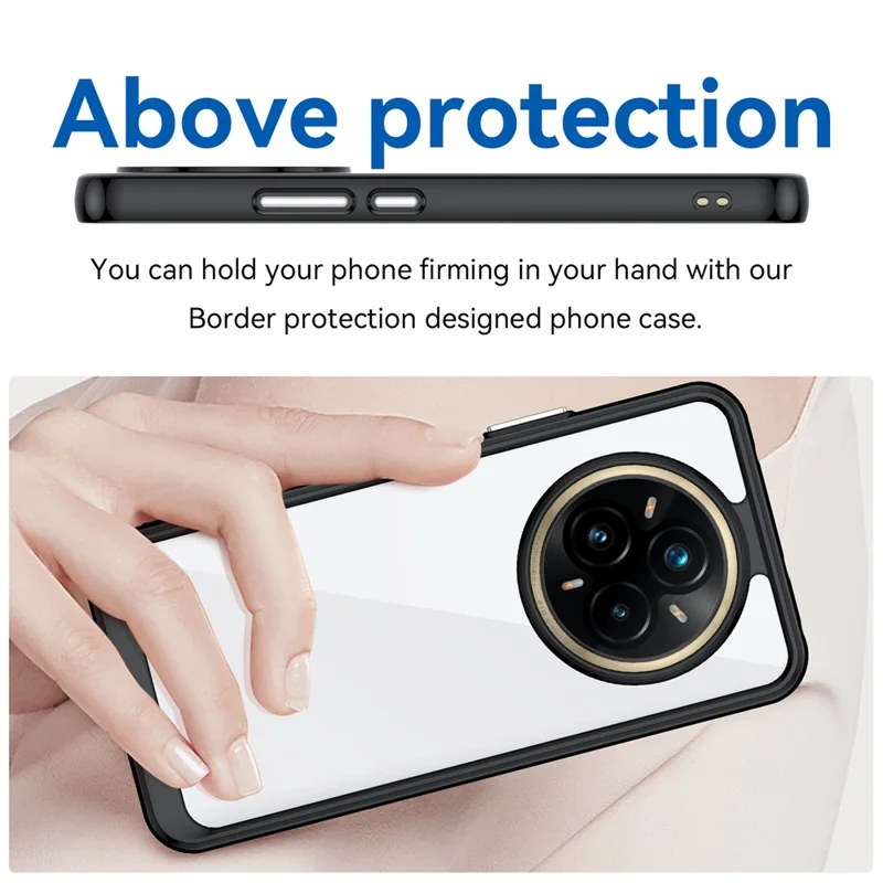 Voor Realme P3 Pro 5G / 14 Pro+ 5G Hoesje TPU + Acryl Beschermend Transparant Telefoonhoesje - Zwart