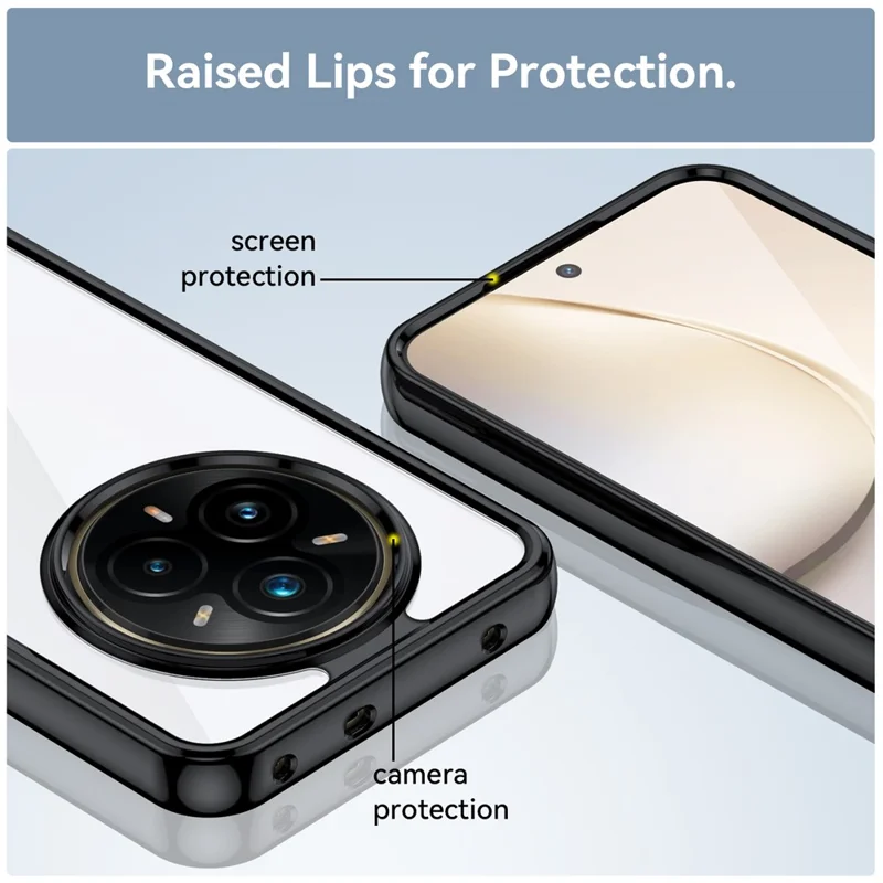 Voor Realme P3 Pro 5G / 14 Pro+ 5G Hoesje TPU + Acryl Beschermend Transparant Telefoonhoesje - Zwart