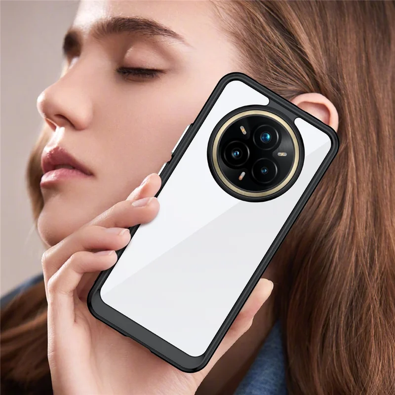 Voor Realme P3 Pro 5G / 14 Pro+ 5G Hoesje TPU + Acryl Beschermend Transparant Telefoonhoesje - Zwart