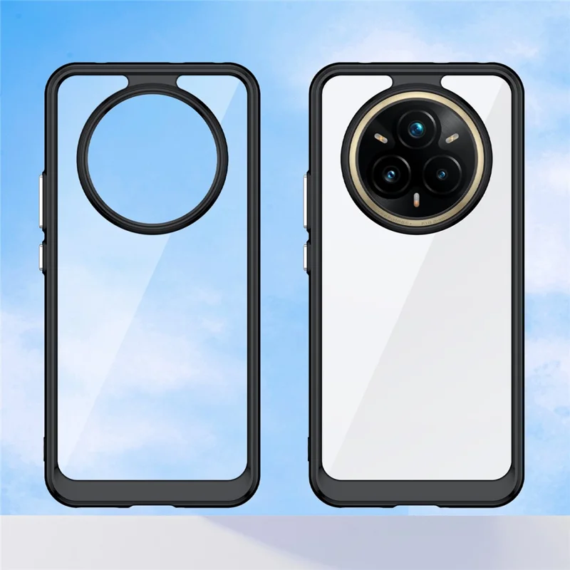 Voor Realme P3 Pro 5G / 14 Pro+ 5G Hoesje TPU + Acryl Beschermend Transparant Telefoonhoesje - Zwart