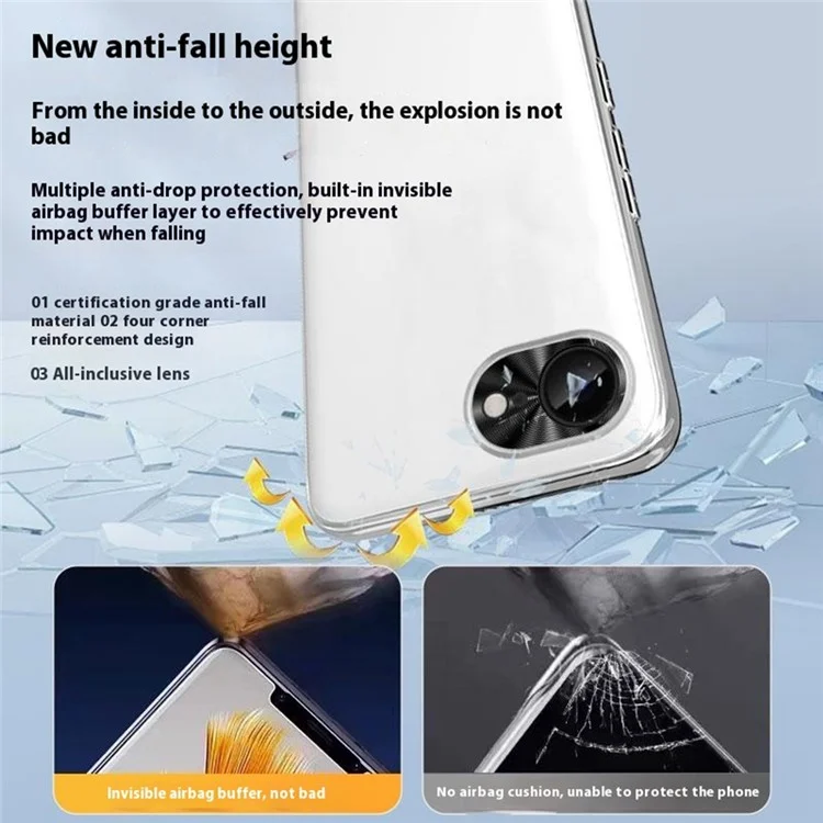 For iPhone 16e Case Acrylic + TPU + Metal Anti-Scratch Phone Cover with Electroplating Frame - White