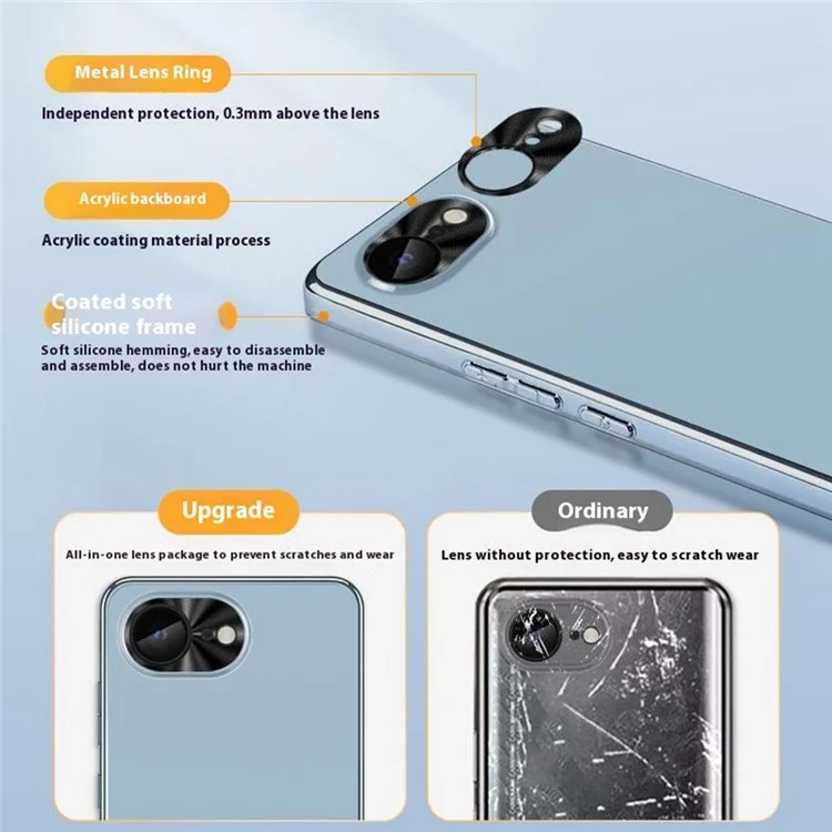 For iPhone 16e Case Acrylic + TPU + Metal Anti-Scratch Phone Cover with Electroplating Frame - White