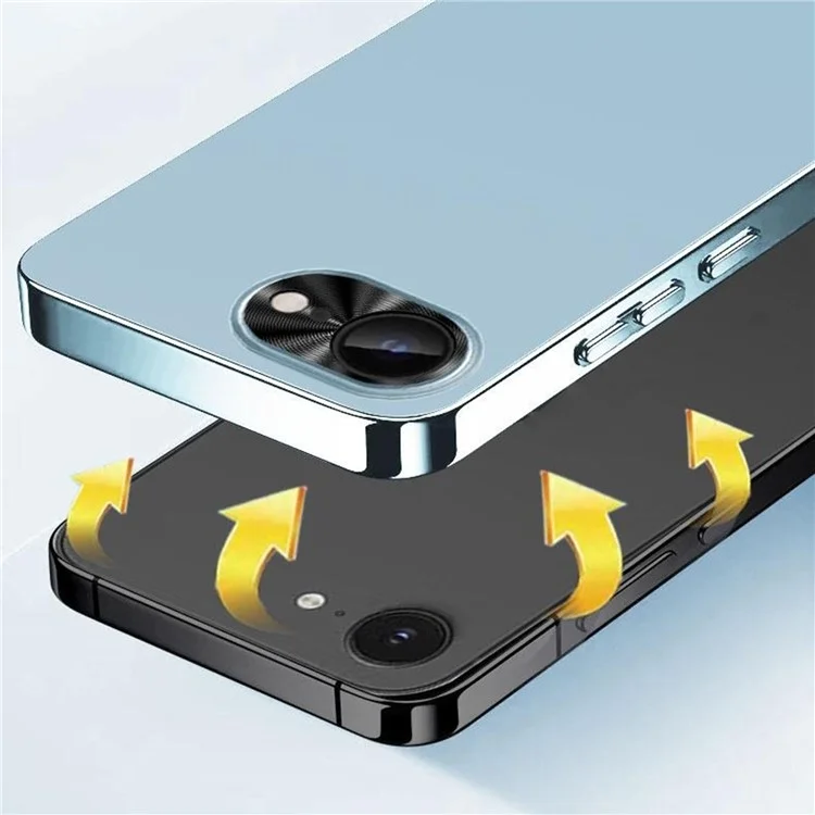 For iPhone 16e Case Acrylic + TPU + Metal Anti-Scratch Phone Cover with Electroplating Frame - White