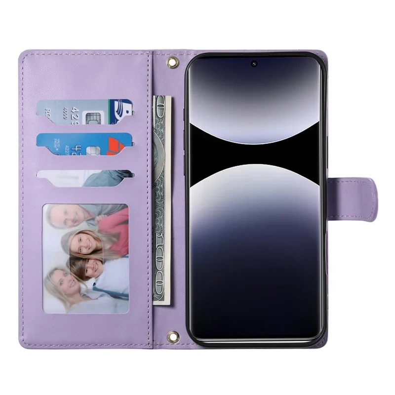 For Xiaomi Redmi Note 14 Pro 4G Case Rhombus Stitching Wallet Stand Leather Phone Cover with Long  /  Short Strap - Purple
