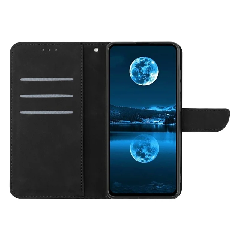 For Xiaomi 15 Ultra Case Skin Touch Lines Imprinted PU Leather Flip Phone Cover - Black