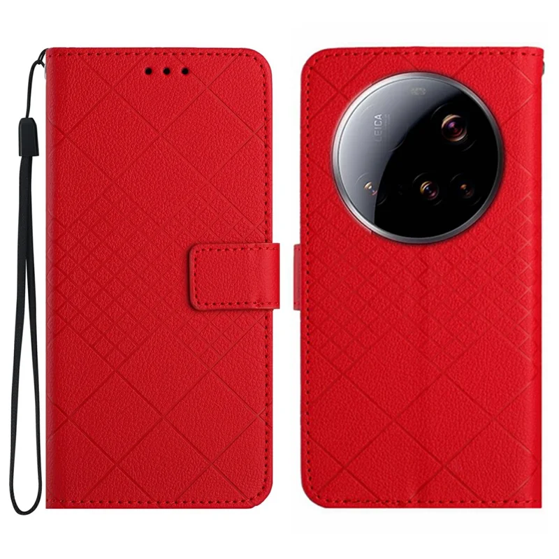 Til Xiaomi 15 Ultra telefonbeskyttelse, pung med tryk, PU-læder flipopslagdæksel - rød